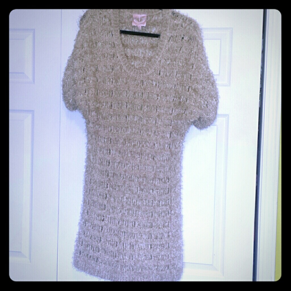 Cute Cream-Beige-colored Knit Dress